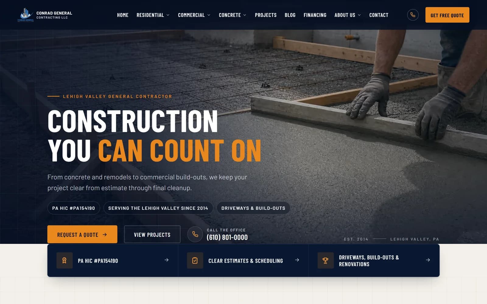 Conrad General Contracting homepage