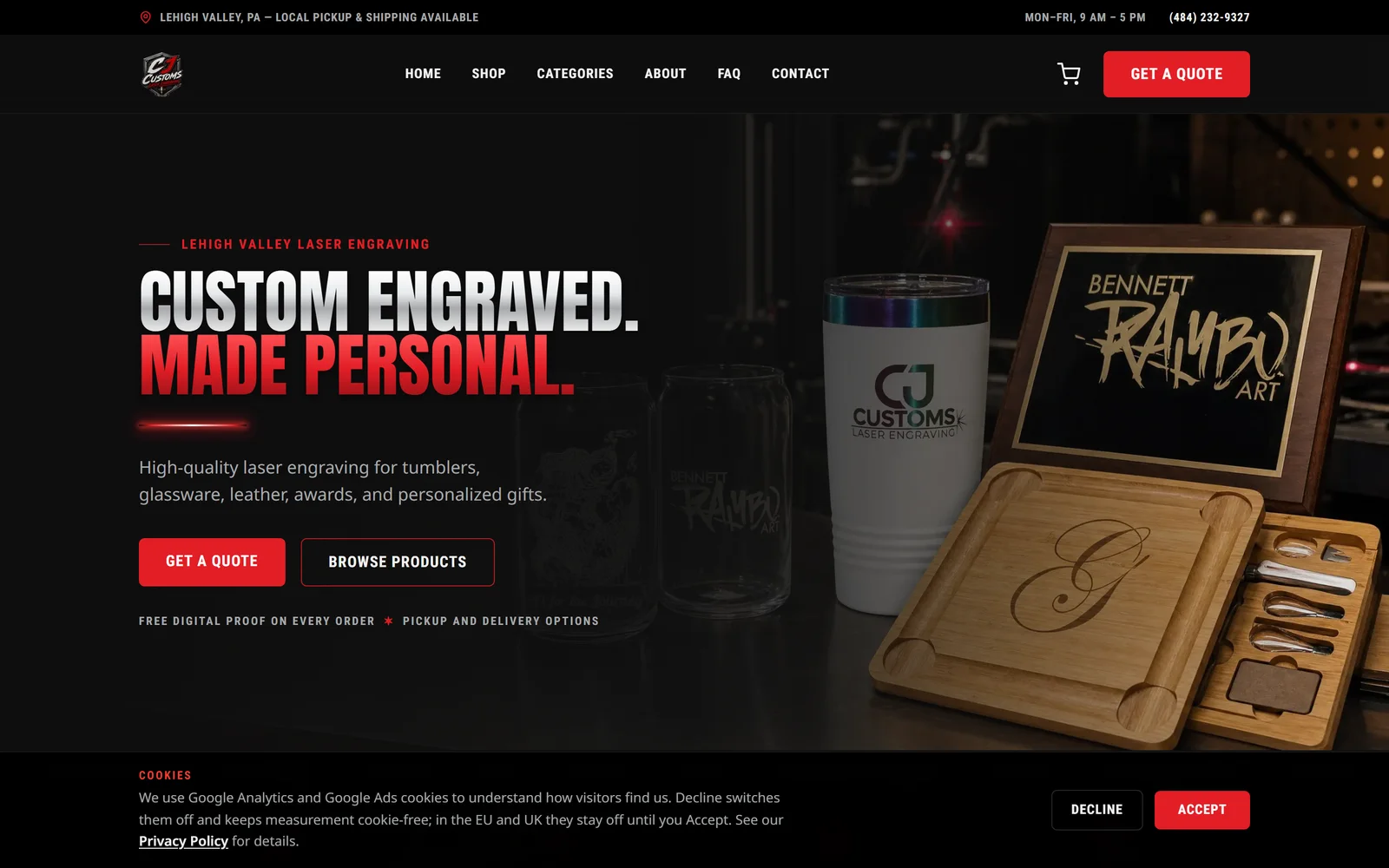 CJ Customs homepage