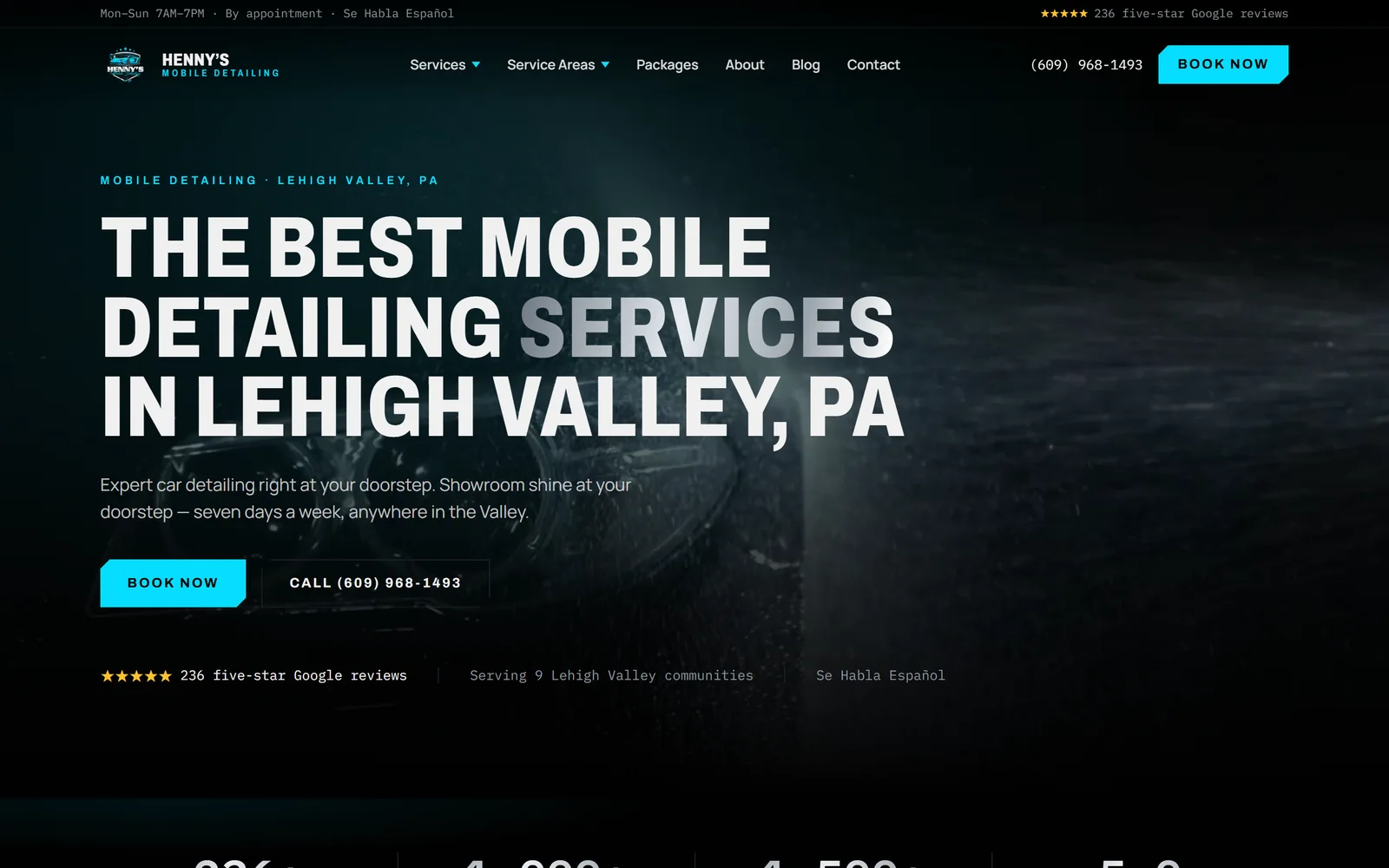 Henny's Mobile Detailing homepage