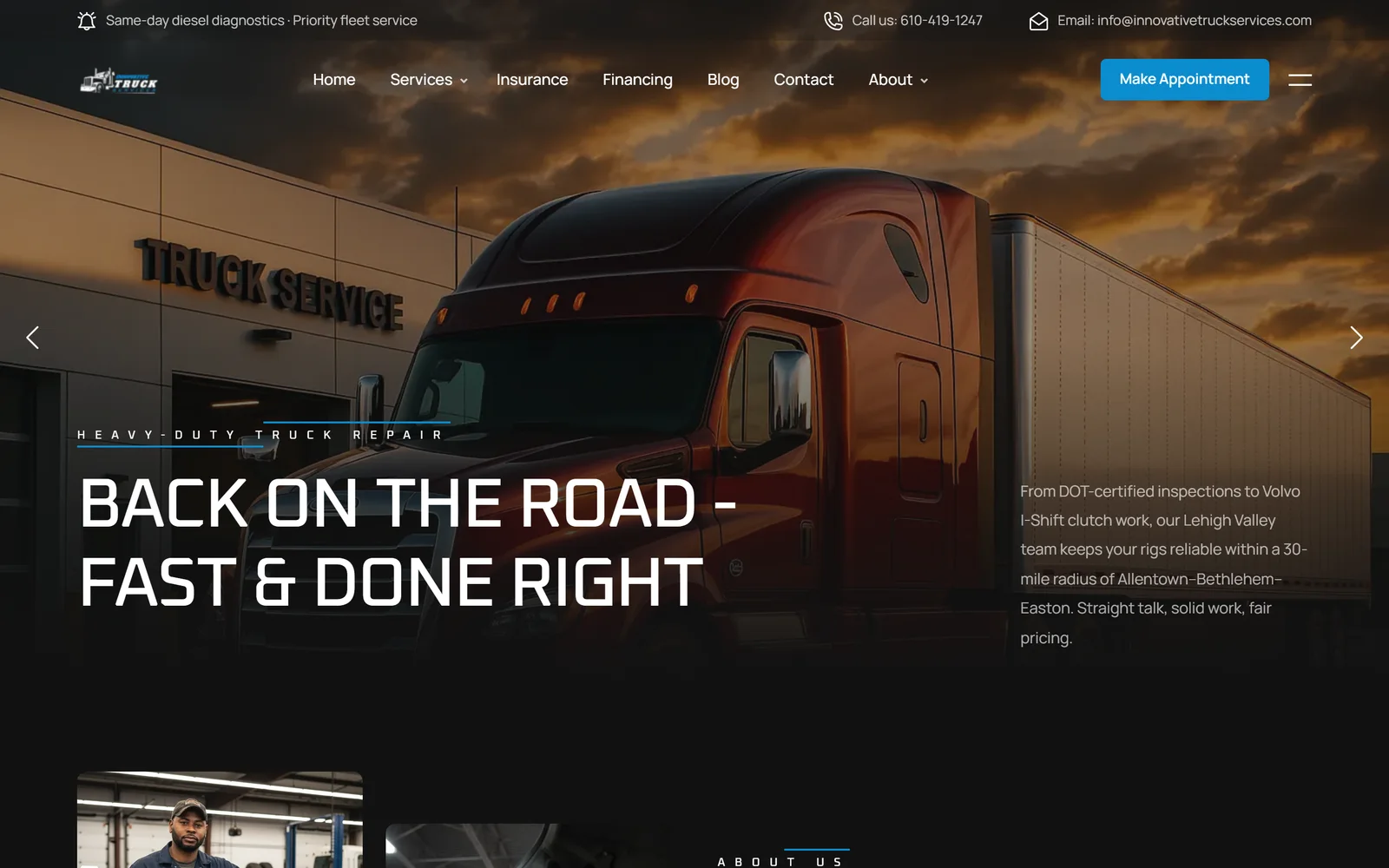 Innovative Truck Services homepage