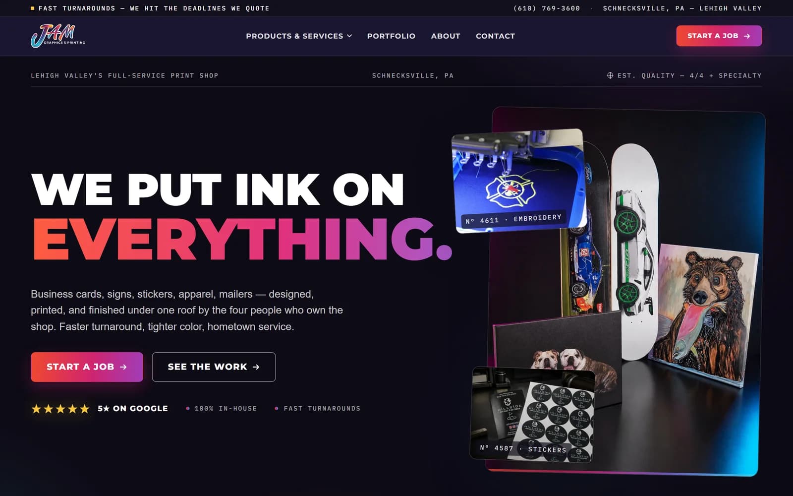 JAM Graphics & Printing homepage